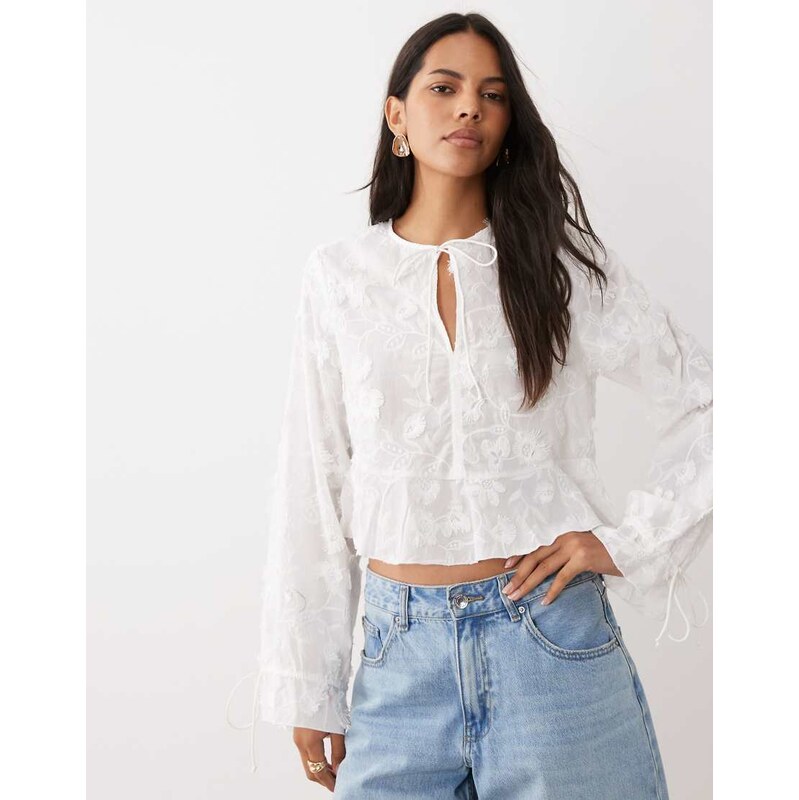 Mango lace blouse in white