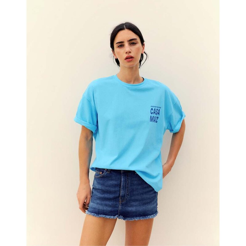 Pull&Bear Taco graphic t-shirt in pale blue