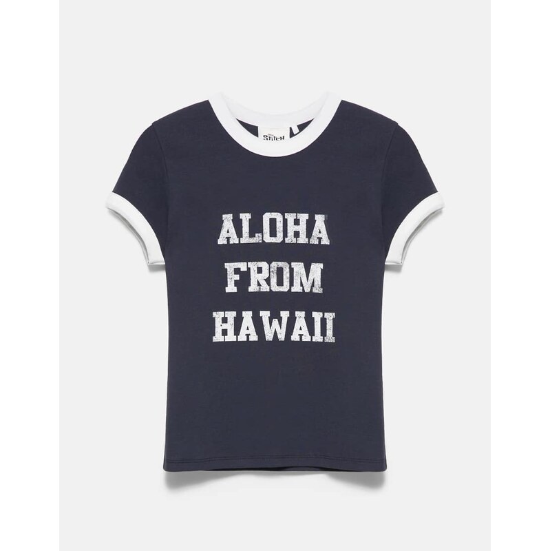 Pull&Bear Lilo & stitch regular t-shirt in navy