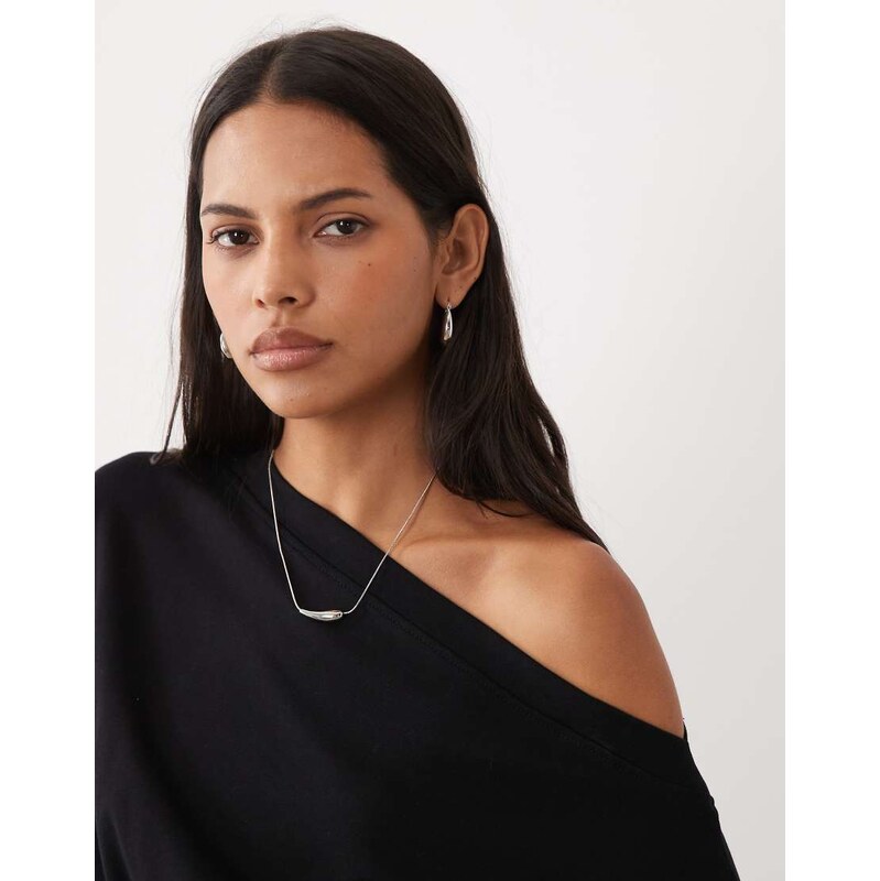 ASOS DESIGN fallen shoulder with cinched waist top in black