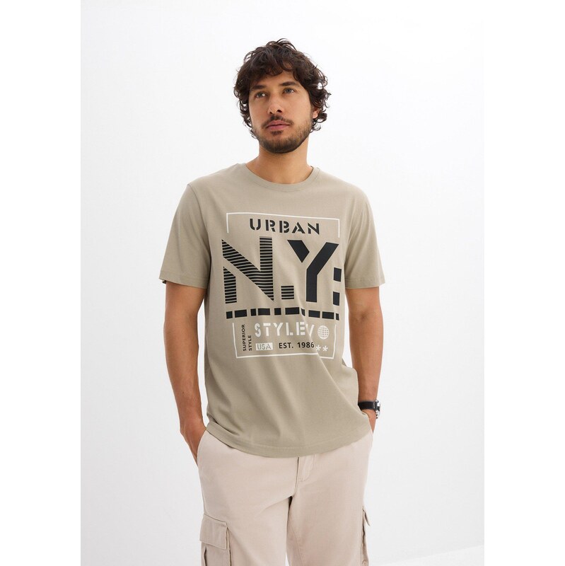 bonprix Tričko z čisté organické bavlny béžová Muž