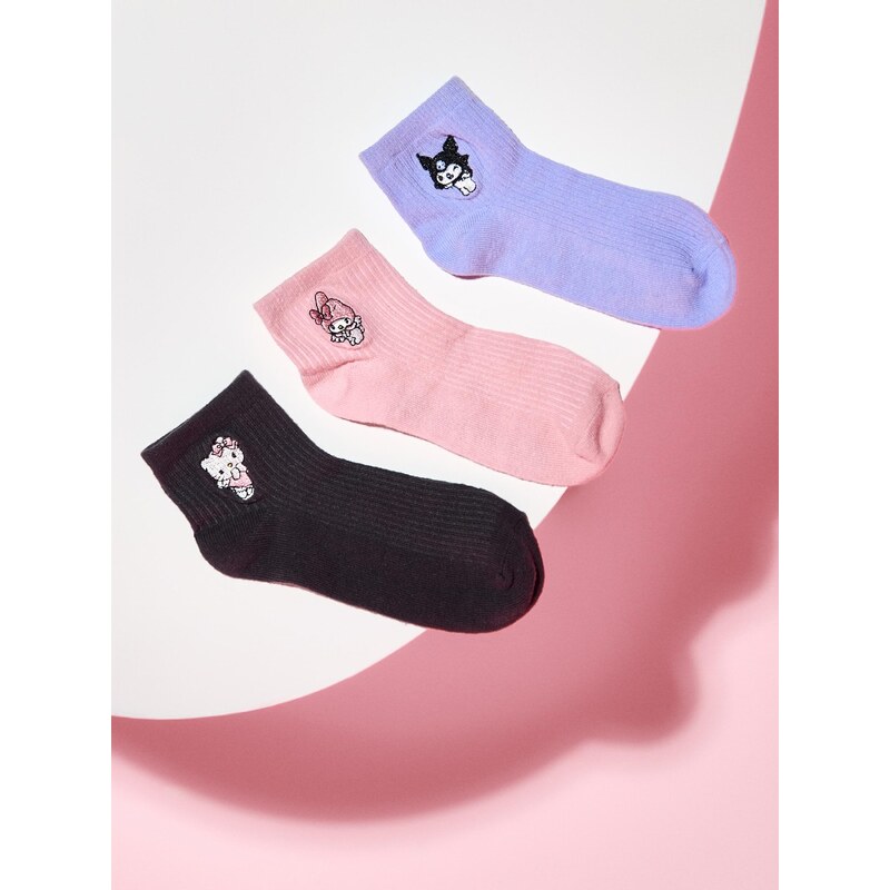 Sinsay - Žebrované ponožky s výšivkou 3 pack Hello Kitty and