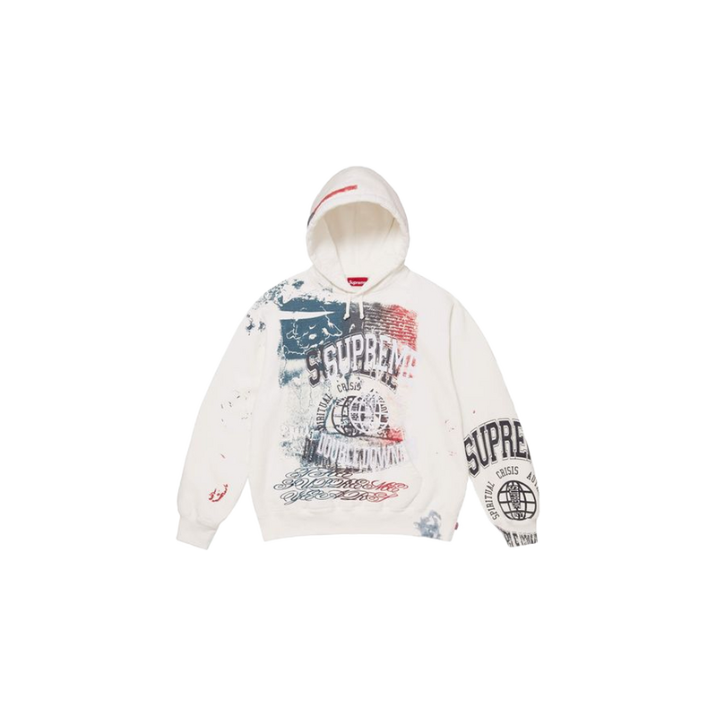 Supreme Overprint Hooded Sweatshirt White