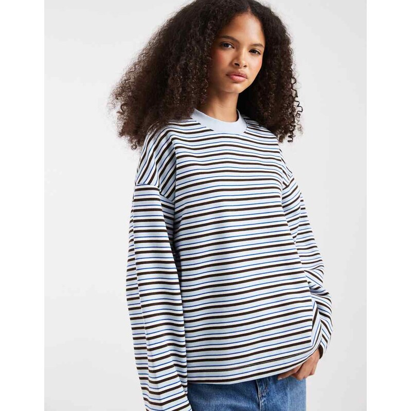 JJXX long sleeve boxy sweat in blue stripe