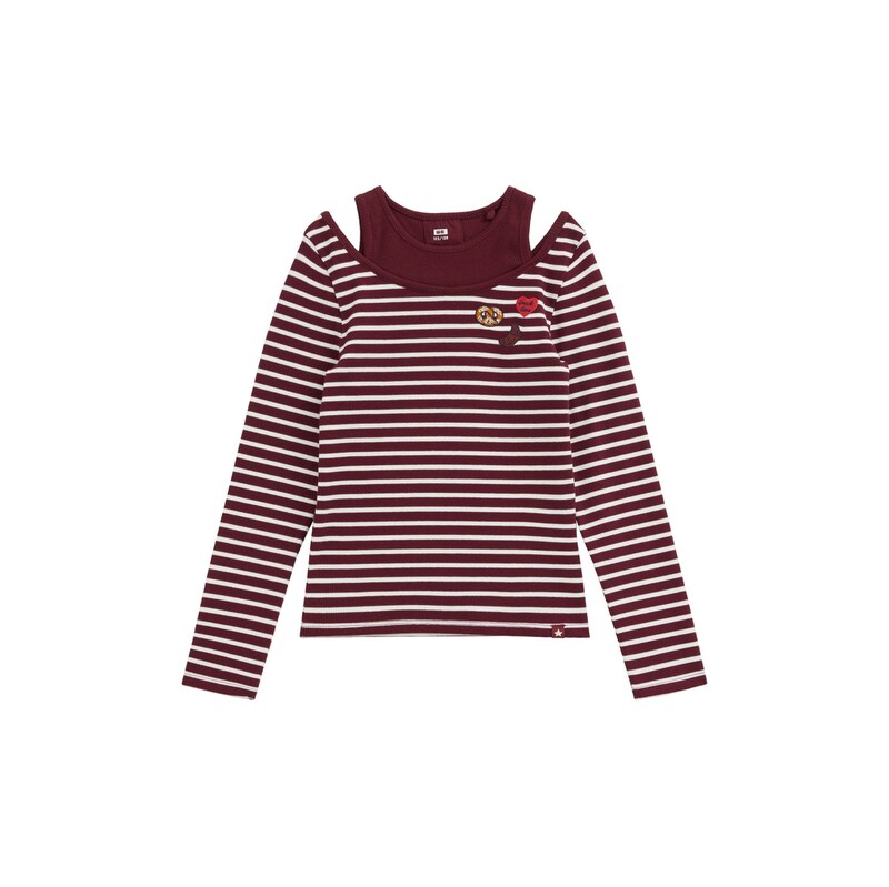 WE Fashion Tričko vínově červená / bílá