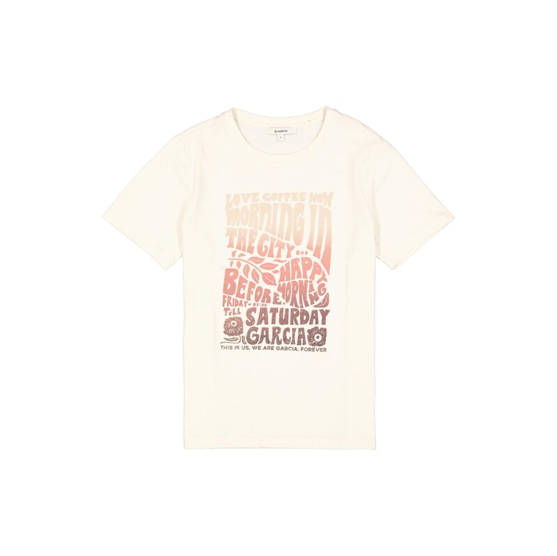 GARCIA Tričko béžová / čokoládová / světle růžová / offwhite