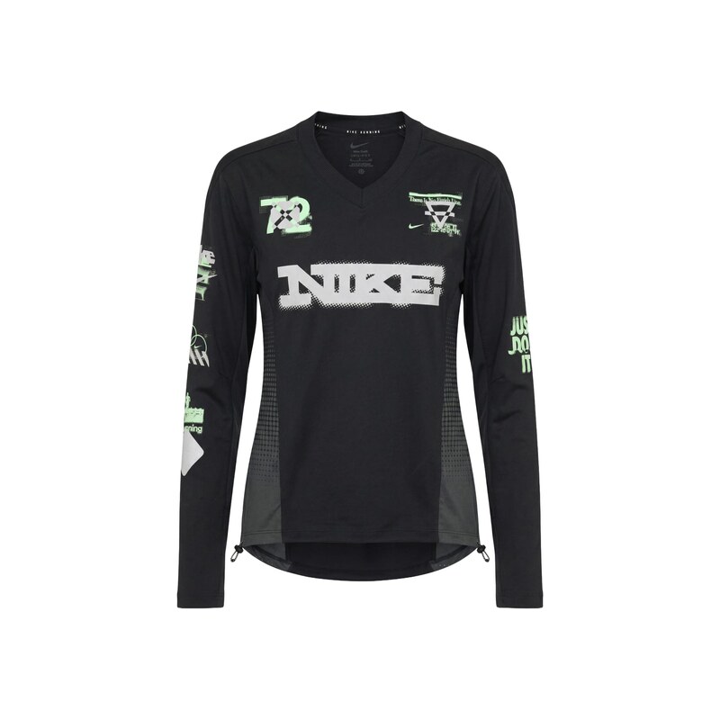 NIKE Funkční tričko šedá / světle zelená / černá