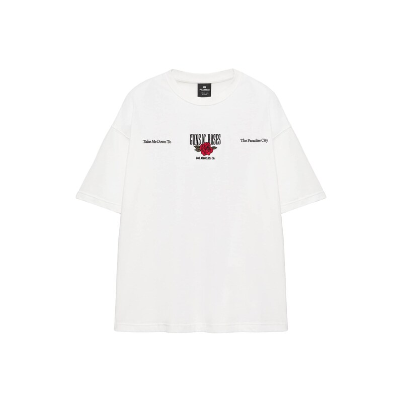 Pull&Bear Tričko GUNS N ROSES WORLD TOUR REL kiwi / červená /