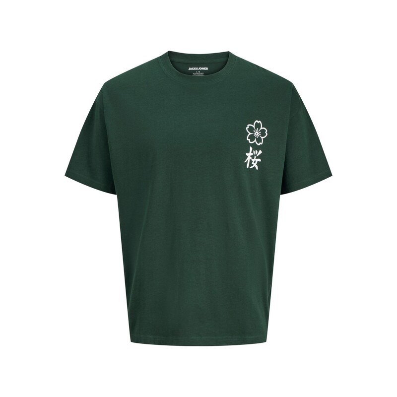 Jack & Jones Junior Tričko JJDYLAN tmavě zelená / bílá