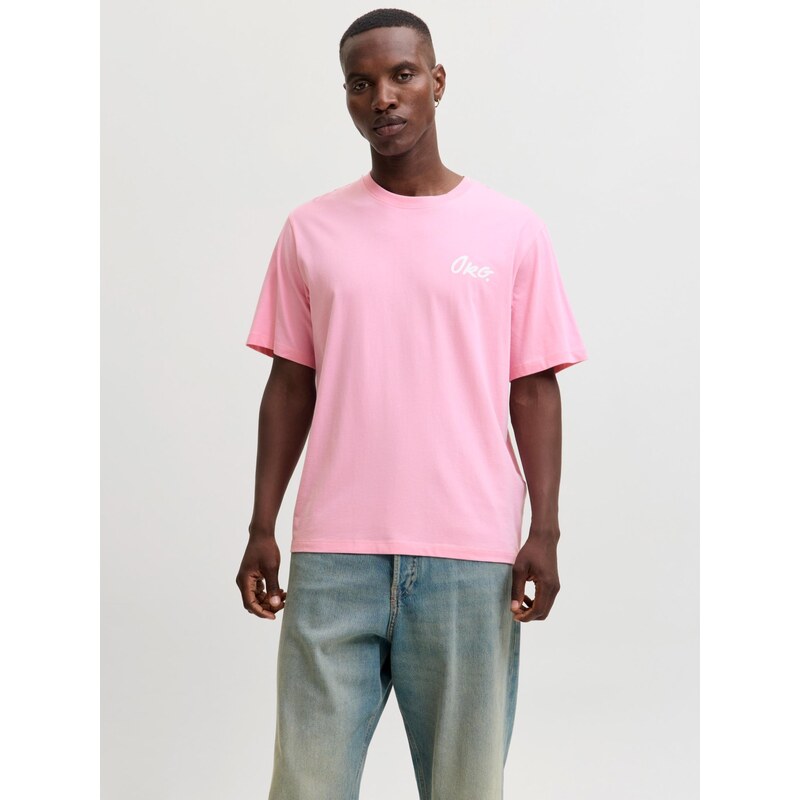 JACK & JONES Tričko JORURBAN světle růžová / bílá