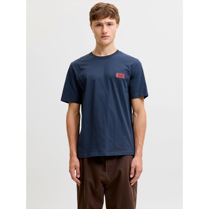 JACK & JONES Tričko JJRUSH námořnická modř / grenadina