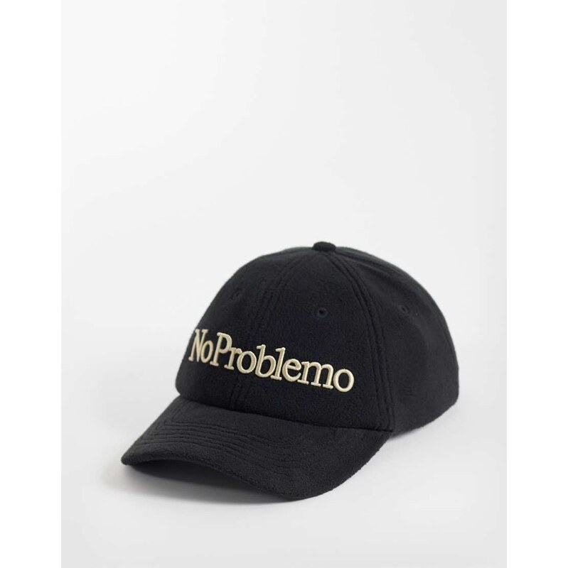 No Problemo logo fleece cap in black