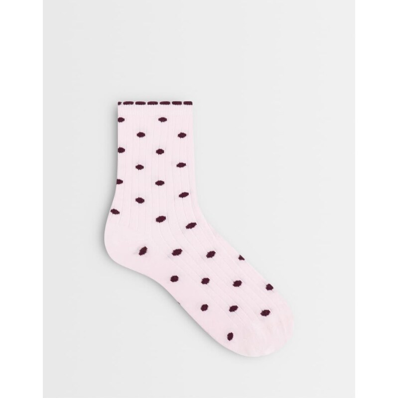 ASOS DESIGN polka dot socks in pink and burgundy-Multi