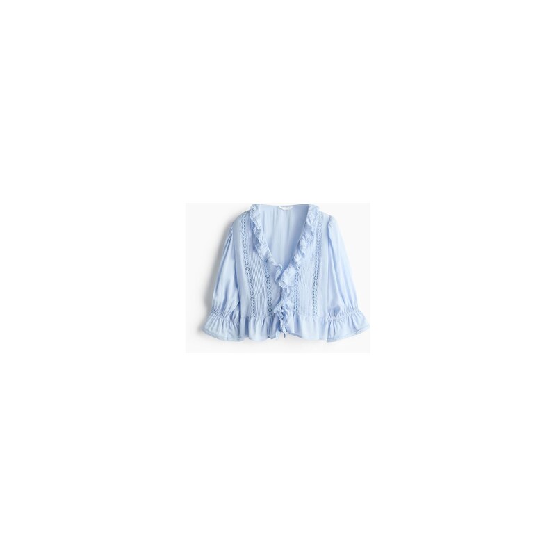 H&M - Halenkas krajkovými lemy - Bleděmodrá