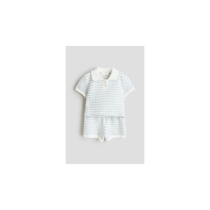 H&M - Dvoudílná souprava z ažurového úpletu. - Bílá/Klikatý Vzor