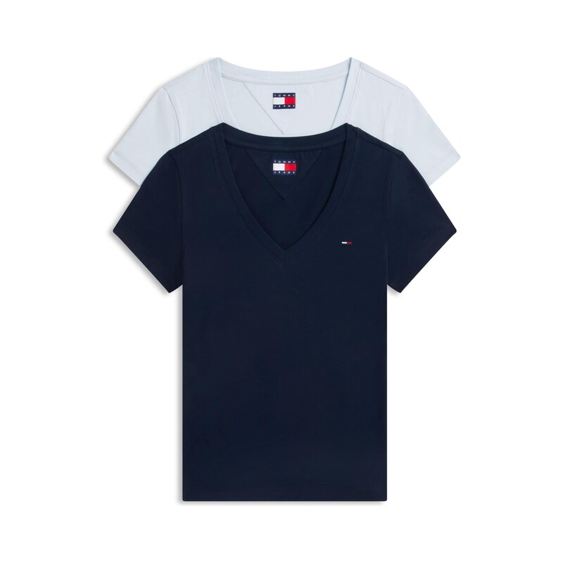 Tommy Jeans Tričko námořnická modř / pastelová modrá
