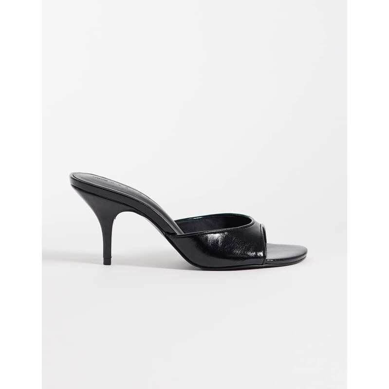 ASOS DESIGN Hooray mid heeled mules in black