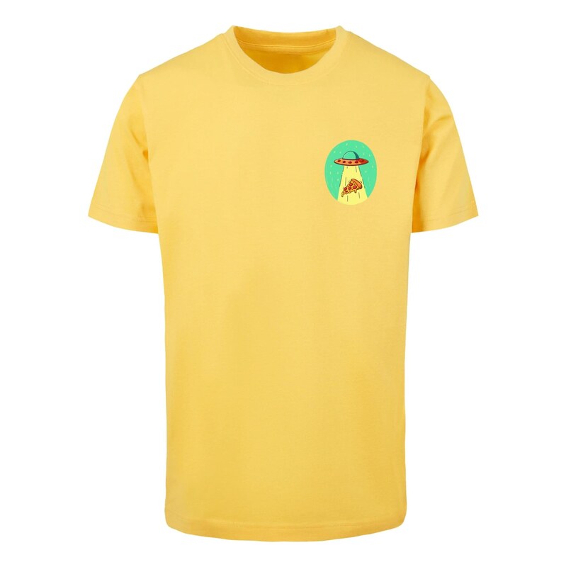 Mister Tee Tričko Ufo Pizza šafrán / světle zelená / oranžová /