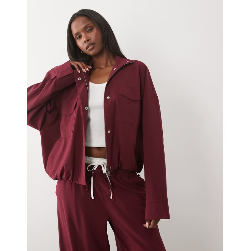 Kaiia exclusive funnel neck pocket detail toggle waist tactical