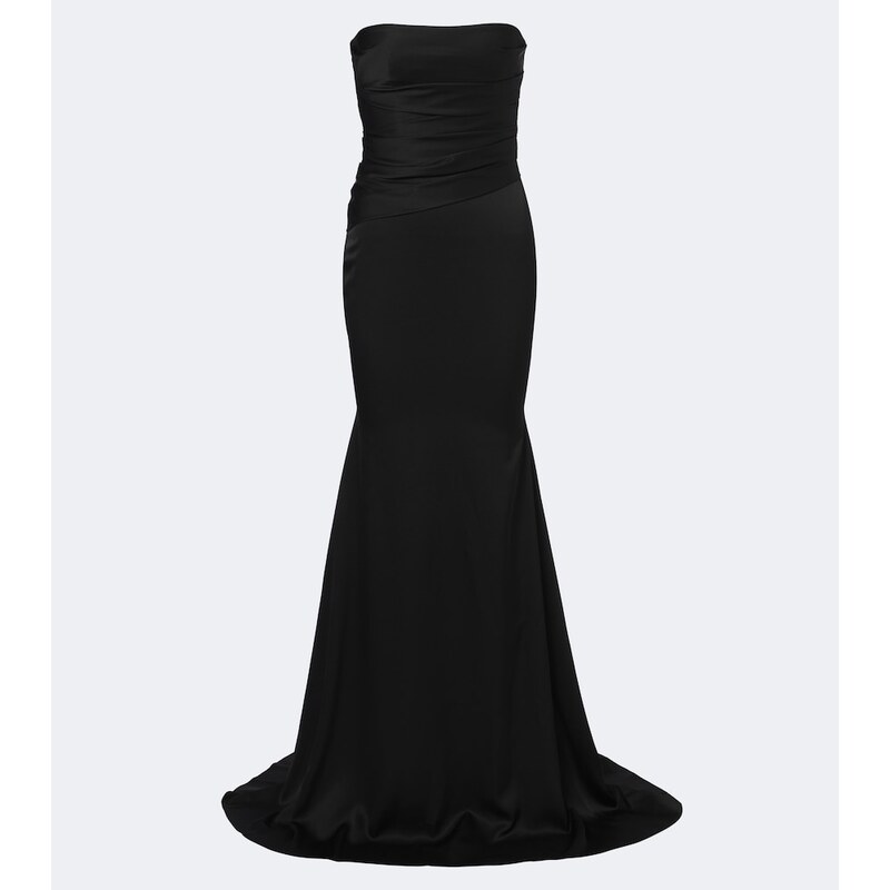 Alex Perry Draped strapless crÃªpe satin gown