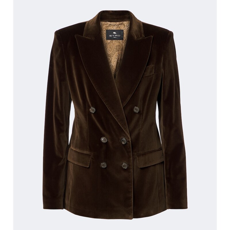 Etro Double-breasted cotton velvet blazer