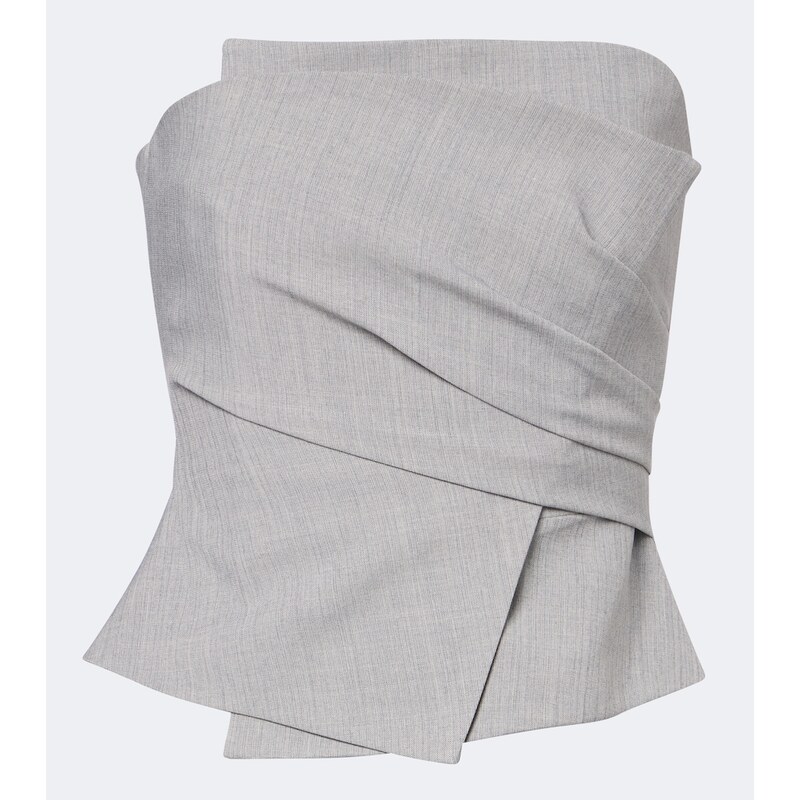 Krátké top The Sei Draped corset v barvě šedá