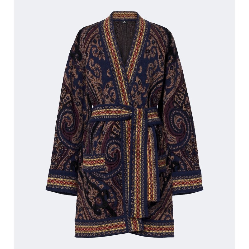 Etro Jacquard wool-blend wrap cardigan