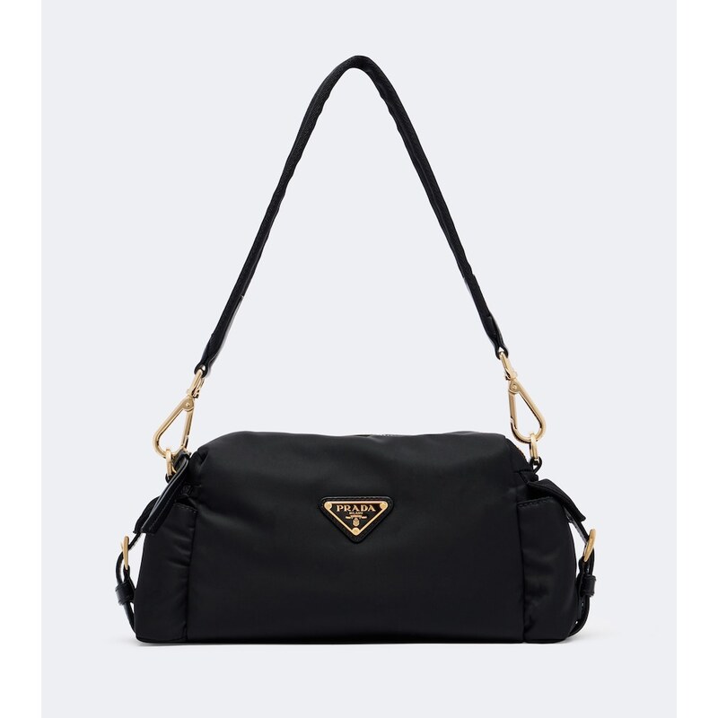 Prada Explore Re-Nylon malá kabelka v barvě černá/Grizzly