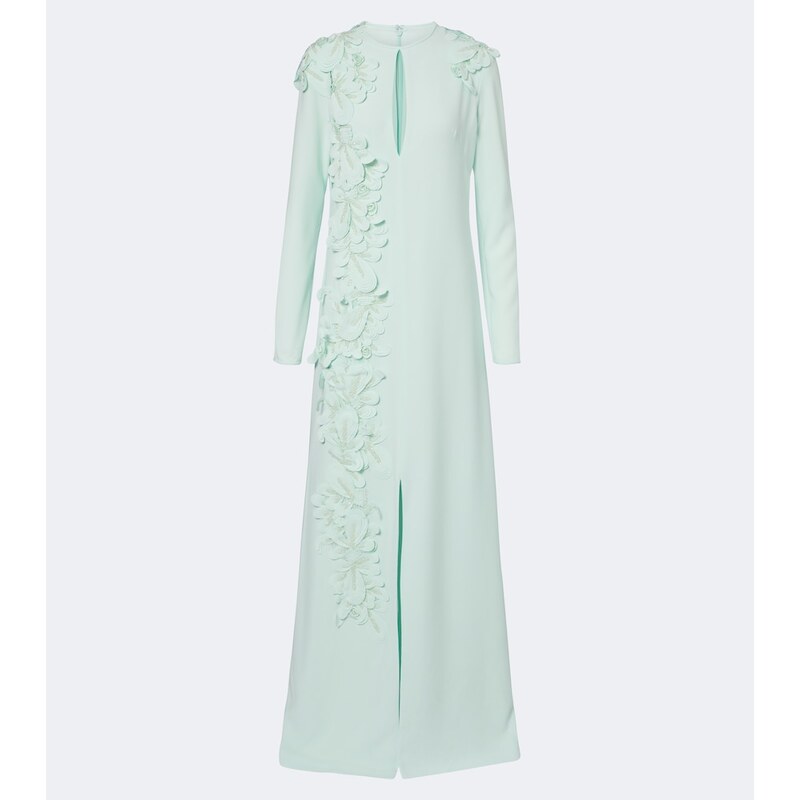 Costarellos Verana embellished floral-appliquÃ crÃªpe gown