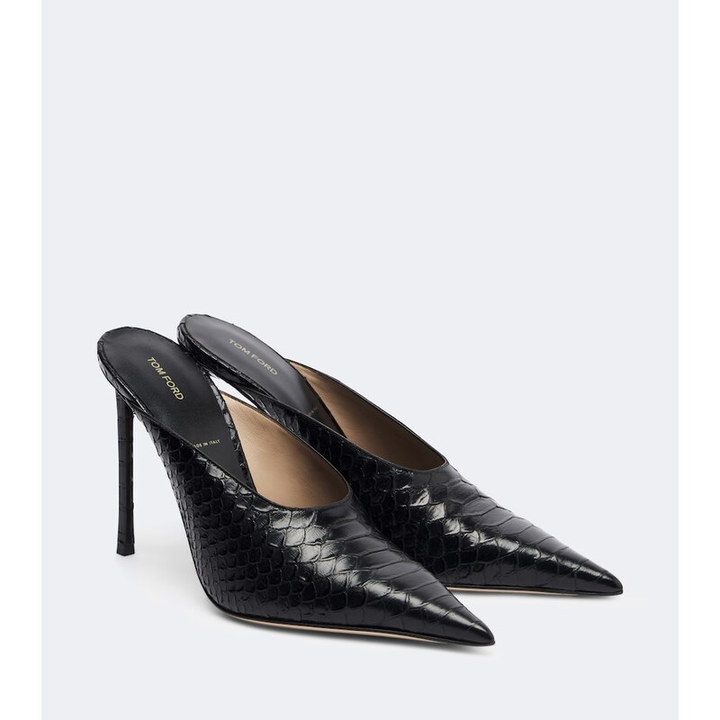 Tom Ford Snake-effect leather mules