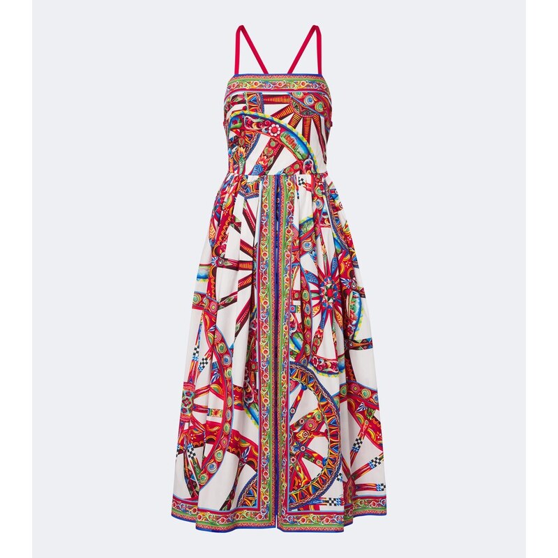 Dolce&Gabbana Carretto gathered cotton poplin midi dress