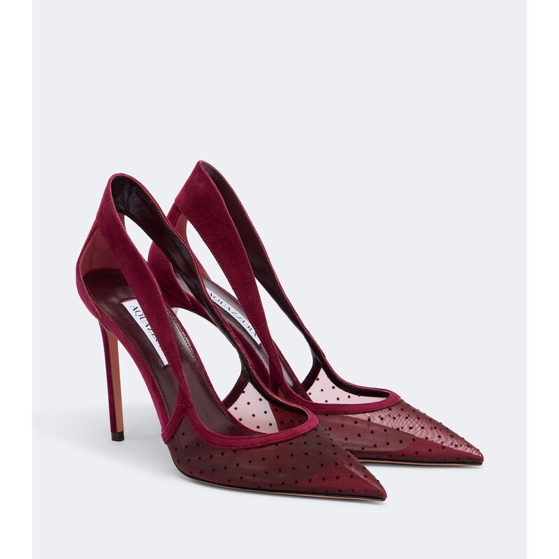 Aquazzura Dangerous Liaisons mesh and suede pumps