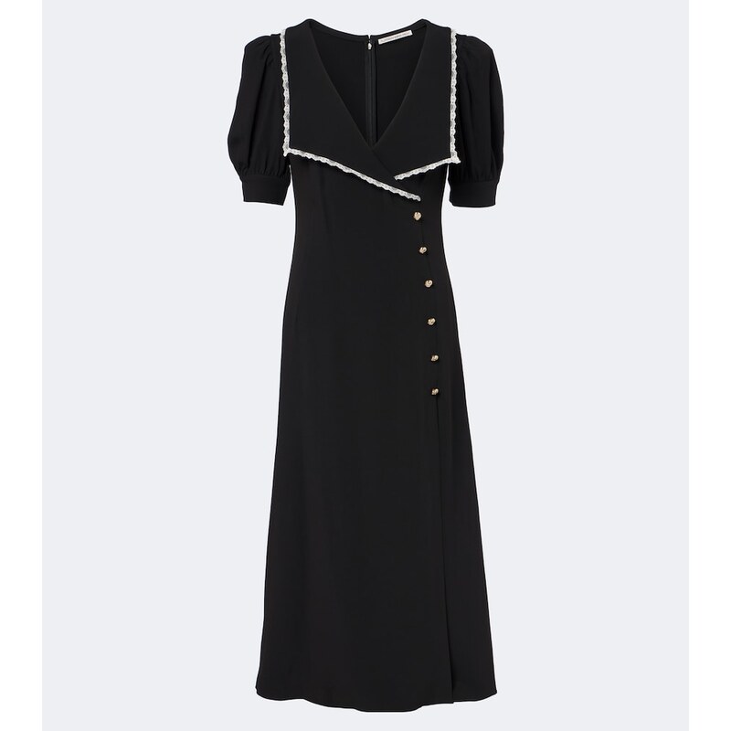 Alessandra Rich Lace-trimmed cady midi dress