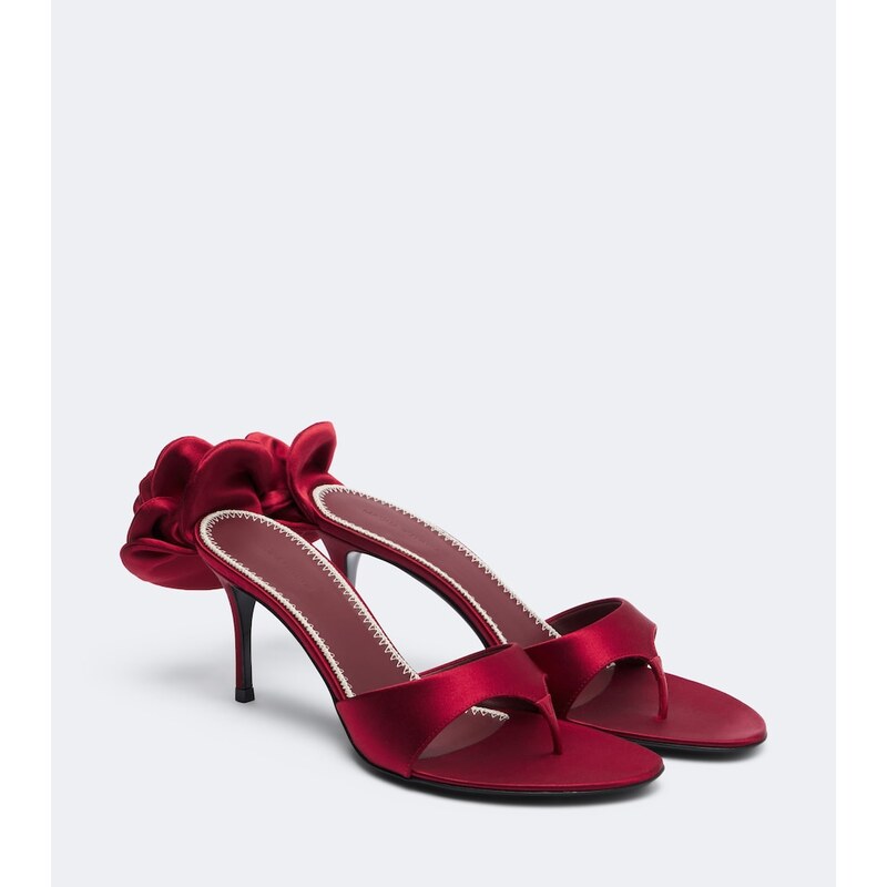 Magda Butrym Floral-appliquÃ satin thong sandals