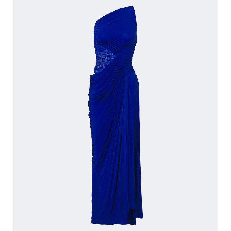 Alex Perry Ruched one-shoulder jersey gown