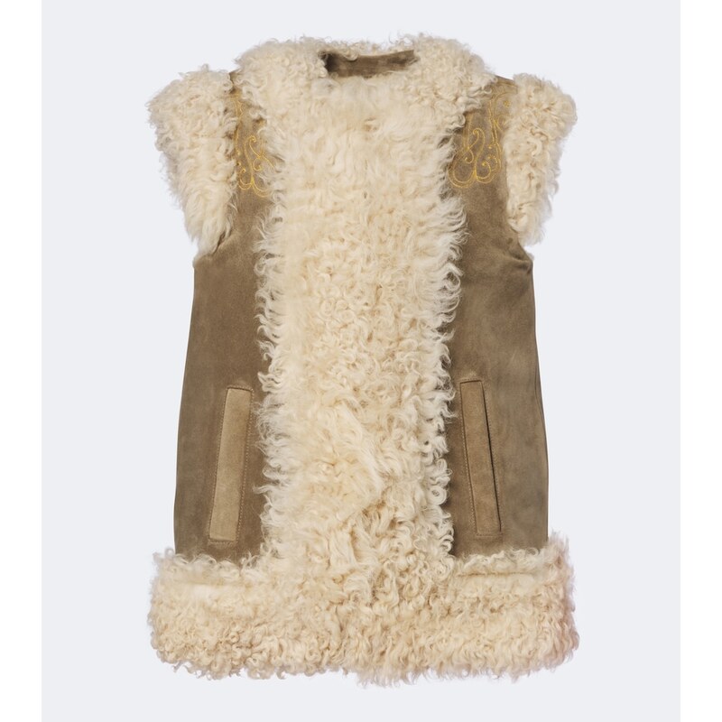 Etro Shearling-lined embroidered vest
