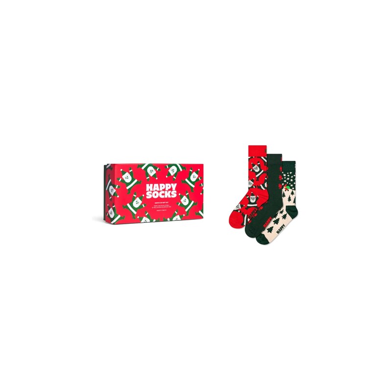 Happy Socks Ponožky Santa béžová / jedle / červená / bílá