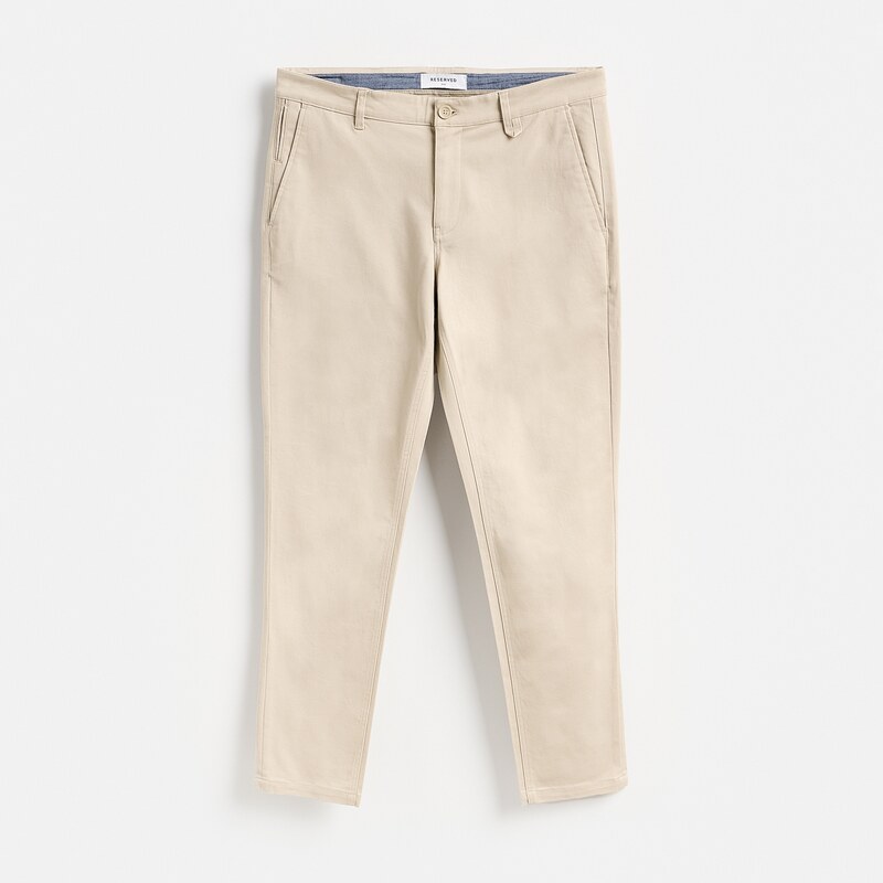 Reserved - Kalhoty chino slim fit - béžová