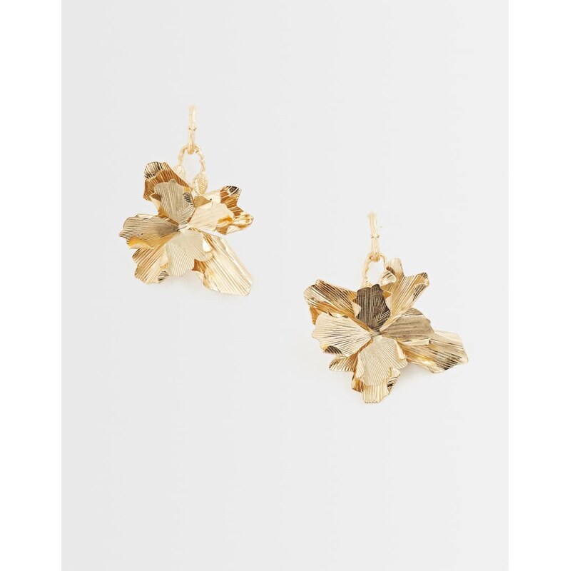 Reclaimed Vintage floral drop earrings in antique gold