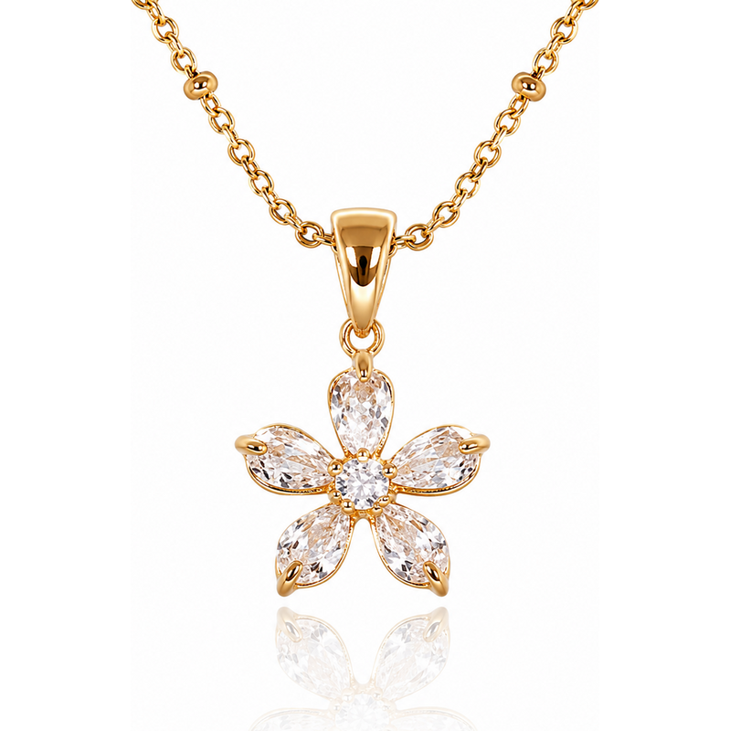 ELENYS Sakura – pozlacený náhrdelník 18K žluté zlato