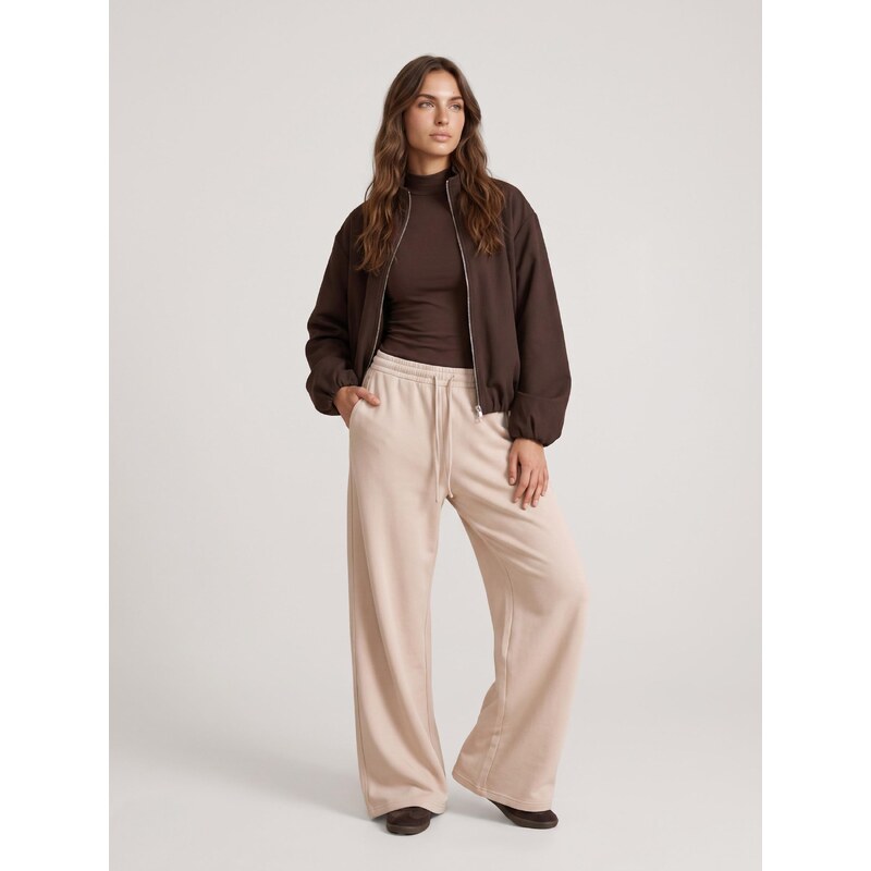 Sinsay - Soft touch kalhoty wide leg s kapsami a příměsí viskózy
