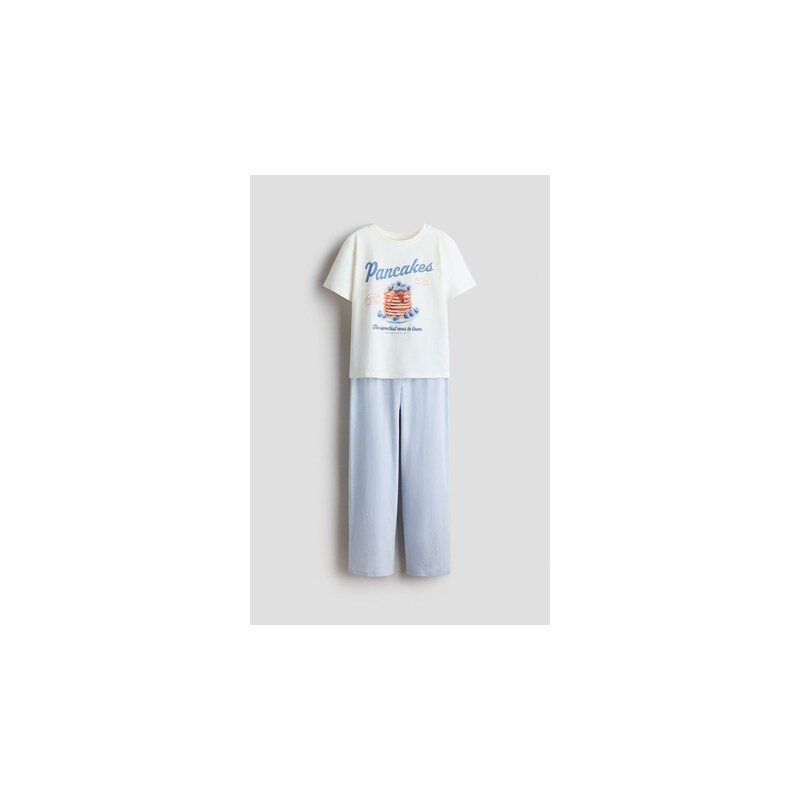 H&M - Bavlněné pyžamo - Bleděmodrá/Palačinky