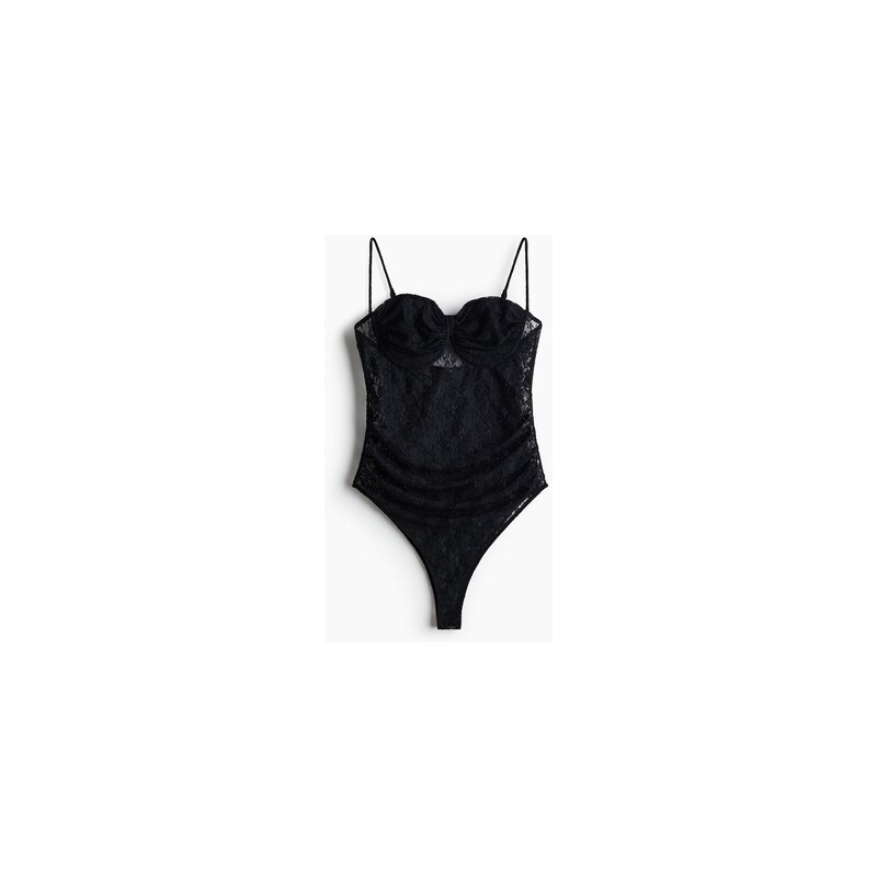 H&M - Krajkové body thong - Černá