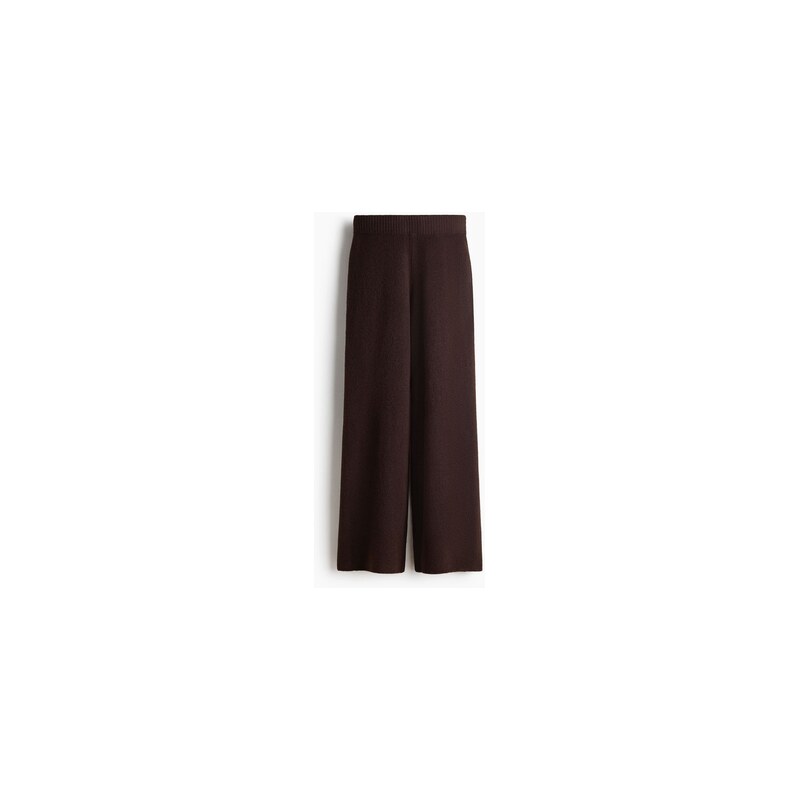 H&M - Široké pletené kalhoty - Tmavě Hnědá