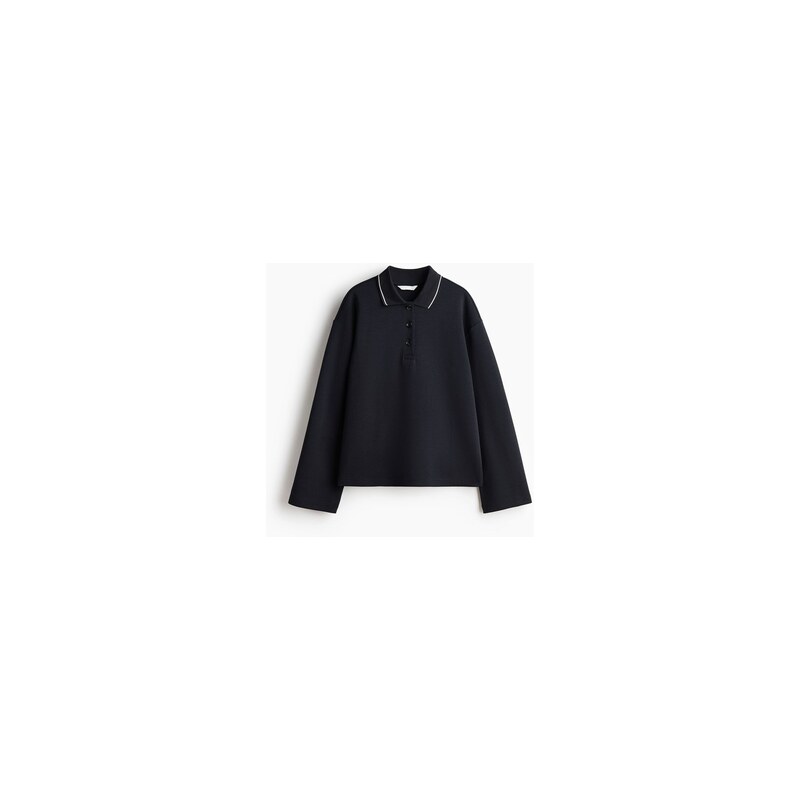 H&M - Tops límečkem z bavlněné směsi - Tmavomodrá