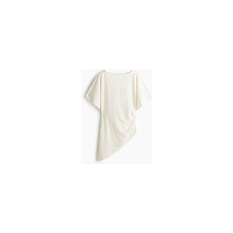H&M - Asymetrický top z žakárového žerzeje - Krémová