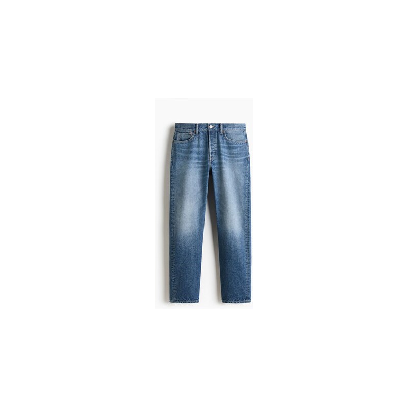 H&M - Straight Regular Jeans - Tmavý Denim Blue
