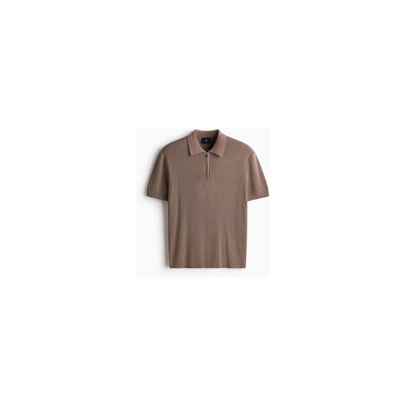 H&M - Tops límečkem Slim Fit - Tmavá Hnědošedá
