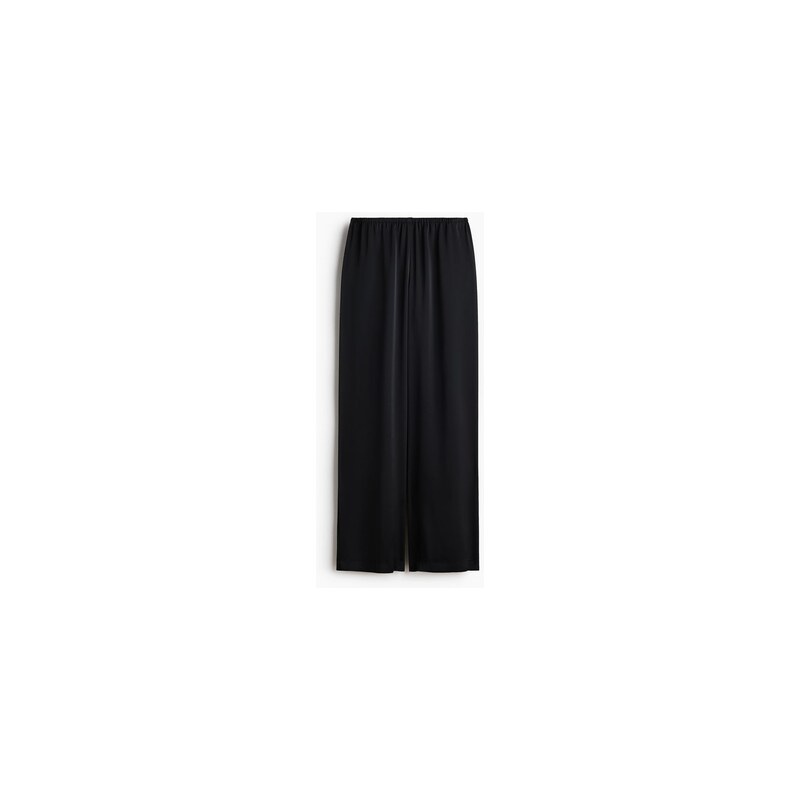 H&M - Široké saténové kalhoty - Black