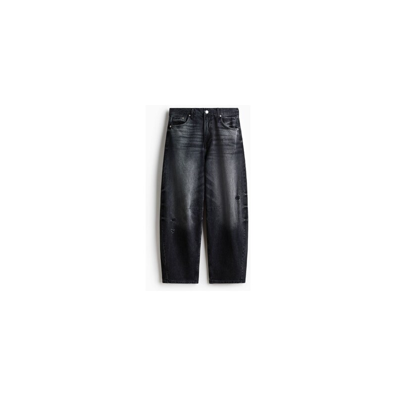 H&M - Baggy Barrel Jeans - Sepraná Černá